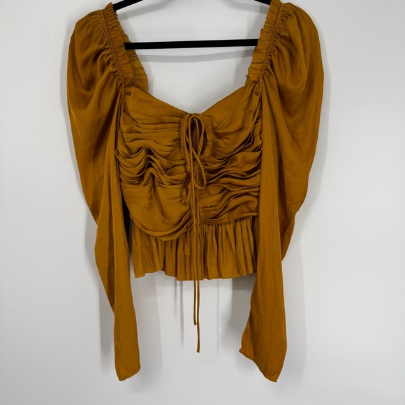 Ulla Johnson Mustard Yellow Ruched Blouse - Picture 4 of 12